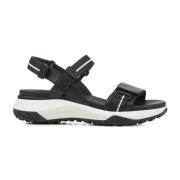 Geox Svarta platta sandaler för kvinnor Black, Dam