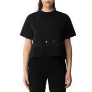 Elisabetta Franchi Svart Bomull T-shirt och Polo Set Black, Dam