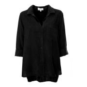 Bella Dahl Split Back Button Skjorta Black, Dam