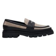 Estro Kvinnors Svarta & Beige Penny Loafers tillverkade av Italienskt ...