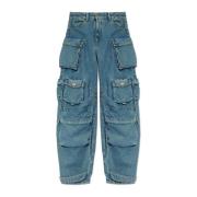 The Attico Jeans med logotyp Blue, Dam