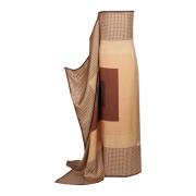 Balmain Lång monogrammönstrad scarfklänning Brown, Dam