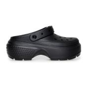 Crocs Svarta Plattforms Sandaler med Gummisula Black, Dam