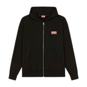 Kenzo Oversized Zip Hoodie med Kenzo Paris Logo Black, Herr