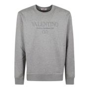 Valentino Garavani Bomullsweatshirt Crew Neck Långärmad Gray, Herr