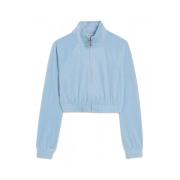 Juicy Couture Velvet Cropped High Neck Sweatshirt Tasha Blue, Dam
