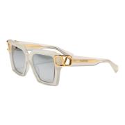 Valentino V-Uno Sunglasses White Yellow Gold Gray, Dam
