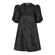 Stine Goya Metallic Puffed Sleeve Mini Klänning Black, Dam