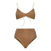 Oseree Karamellbrun Glitter Triangel Bikini Set Beige, Dam