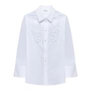 P.a.r.o.s.h. Vit Bomull Poplin Broderie Anglaise Skjorta White, Dam