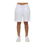 Via Masini 80 Stretch Linne Bermuda Shorts White, Dam