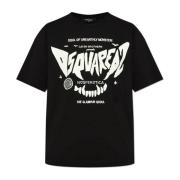 Dsquared2 Tryckt T-shirt Black, Dam