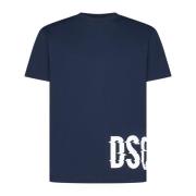 Dsquared2 Logo Print Crew Neck T-shirts Blue, Herr