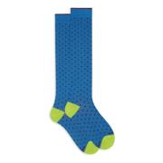 Gallo Aegean Blue Polka Dot Långa Strumpor Multicolor, Dam