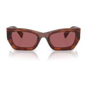 Miu Miu Elegant Rektangulära Solglasögon med Oversized Armar Brown, Da...