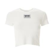 Moschino Logo Patch Cropped T-Shirt White, Dam