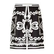 Dolce & Gabbana Logo Grafiska Silkes Shorts Black, Herr