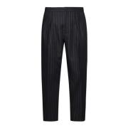 Dolce & Gabbana Pinstripe Wool Tapered Trousers Black, Herr