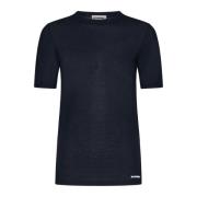 Jil Sander Elegant Bomull T-shirt för Kvinnor Blue, Dam