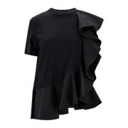 Alexander McQueen Rynkad Bomull T-Shirt Black, Dam