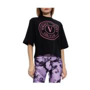 Versace Jeans Couture Svart T-shirt med Brand Logo Print Black, Dam