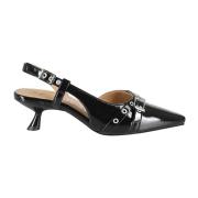 Ganni Öppen Kitten Heel Pump Black, Dam