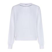 Brunello Cucinelli Vit Beaded Trim Sweater White, Dam