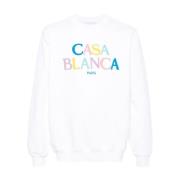 Casablanca Vit Bomullssweatshirt med Broderad Logotyp White, Herr