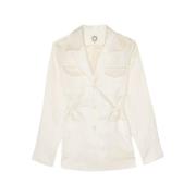 Ines De La Fressange Paris Neva ivory cotton satin jacket Beige, Dam