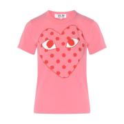 Comme des Garçons Play Rosa T-shirt med rött hjärta Pink, Dam