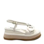 Jeannot Vita Läderkil Sandaler White, Dam