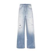 Dsquared2 Blå Denim Wide Leg Jeans Blue, Dam