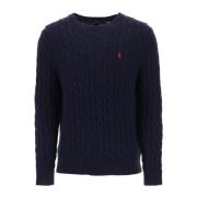 Polo Ralph Lauren Bomullskabelstickad Crew-Neck Sweater Blue, Herr