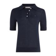 Tommy Hilfiger Ekologisk Bomull Enfärgad Polo Blue, Dam