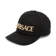 Versace Svart Logo-Broderad Baseballkeps Black, Herr