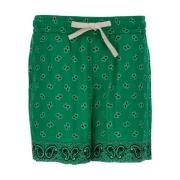 Palm Angels Grön Paisley Shorts Green, Herr