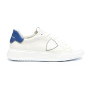 Philippe Model Vita Läder Sneakers med Blå Detalj White, Herr