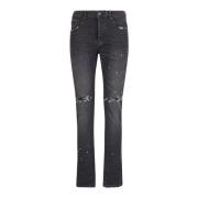 Purple Brand Svarta Ripped Knälånga Jeans Black, Herr