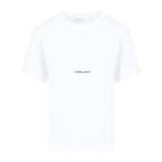 Saint Laurent Vit Bomull Logo T-shirt White, Dam