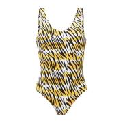 Reina Olga Tiger Print Scoop Neck Swimsuit Multicolor, Dam