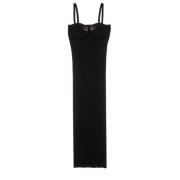 Helmut Lang Eyelet Bra Midi Klänning Black, Dam