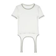 Helmut Lang Cutaway T-shirt med Twist Detalj White, Dam
