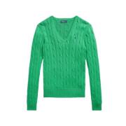 Polo Ralph Lauren Kimberly Twisted Knit V-Neck Sweater Green, Dam