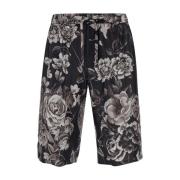 Dolce & Gabbana Svarta Silke Bermuda Shorts Black, Herr