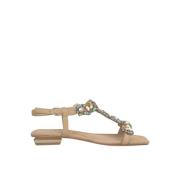 Alma EN Pena Platt sandal med strass Beige, Dam