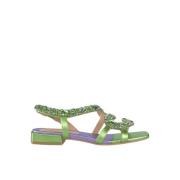 Alma EN Pena Orm Strass Platt Sandal Green, Dam