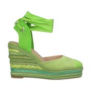 Alma EN Pena Flätad kil sandal med dekorationer Green, Dam