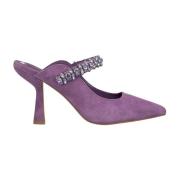 Alma EN Pena Stilren Slingback Sko med Smyckad Rem Purple, Dam