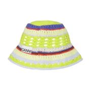 Ganni Färgglad Virkad Bucket Hat Multicolor, Dam