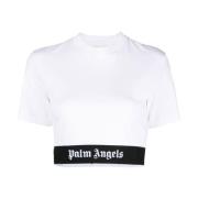 Palm Angels Logo Tape T-shirts och Polos Vit White, Dam